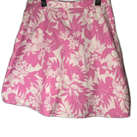 AGB Hawaiian print skirt size 14 pink and white hibiscus stretch NWT - Picture 6 of 8